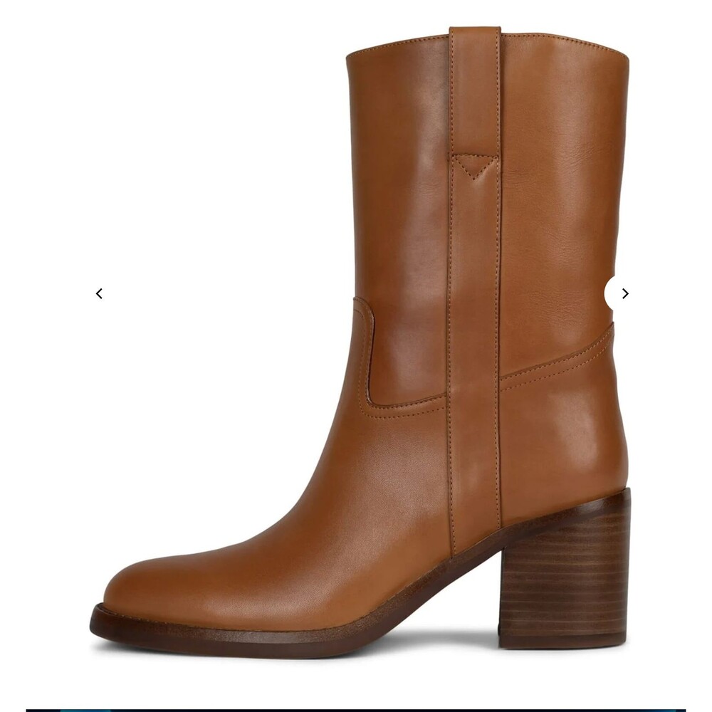 NEW Jeffrey Campbell Desert-Me Cowboy Boots Women’s 8.5 Tan Leather Block Heel